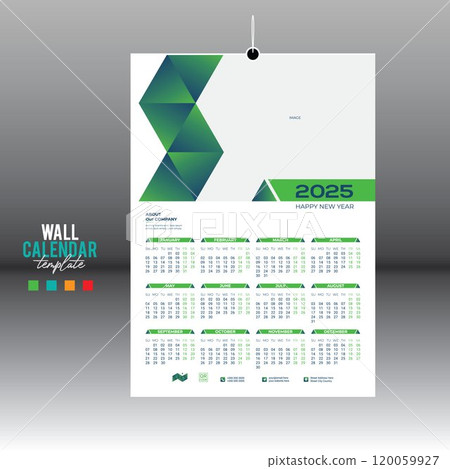 12 month 2025 wall vector calendar design 12 month 2025 wall vector calendar design 120059927