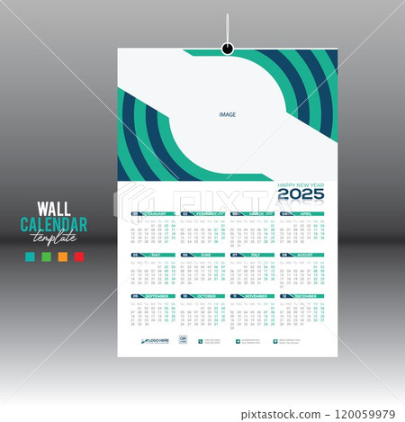 12 month 2025 wall vector calendar design 120059979
