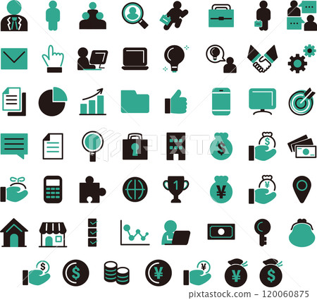 Business money icon pictogram line emoticon decoration illustration material set 120060875