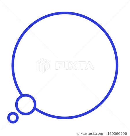 Simple round thought bubble (blue, line drawing only) 120060906