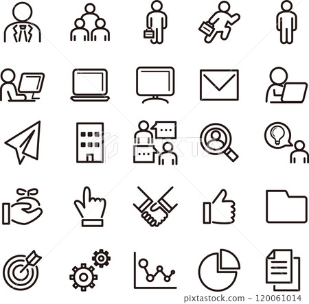 Business people icon pictogram emoticon mark line decoration illustration material set Business people icon pictogram emoticon mark line decoration illustration material set 120061014