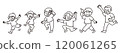 A healthy family, from children to the elderly, dancing energetically (line drawing, white paint) 120061265