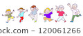 A healthy family dancing energetically from children to the elderly (color) 120061266