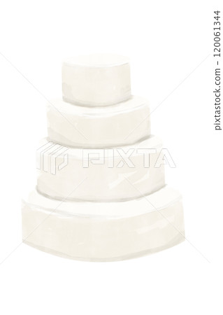 Wedding Cake Cream Four Tiers Empty Watercolor Digital Illustration for Print and Web Wedding Cake Cream Four Tiers Empty Watercolor Digital Illustration for Print and Web 120061344