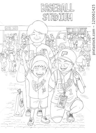 一個男孩和他的祖父母一起觀看棒球比賽 一個男孩和他的祖父母一起觀看棒球比賽 120061425