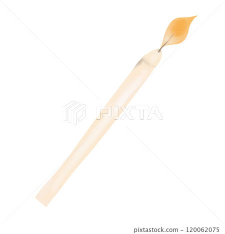 Long burning candle beige color, color digital illustration for printing and web use	 120062075