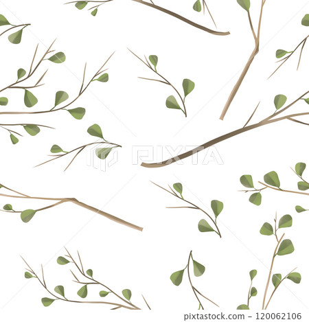 Seamless Pattern Illustration with Branches with Leaves, for Printing and Web Design 120062106