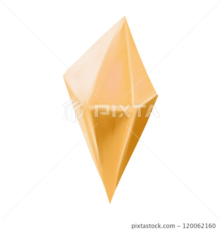 Crystal diamond shaped golden shiny glowing clipart in painting style, element from magic library set, for printing and web application 120062160