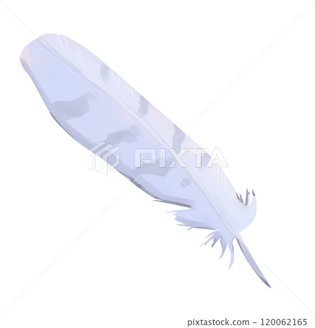 Bird feather lilac with stripes clipart in a picturesque style, element from the magic library set, for printing and web applications 120062165