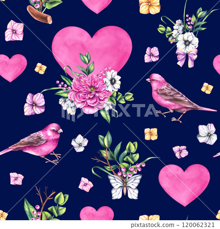 Watercolor Valentine's Day hand drawn illustration 120062321