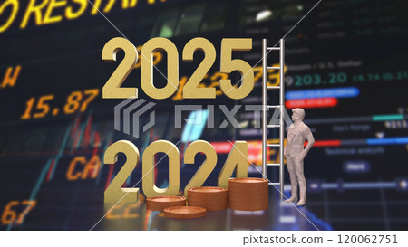 The Number 2024 and 2025 for Business concept 3d rendering. 120062751