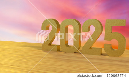 The 2025 number on wood table for new year or celebration concept 3d rendering. The 2025 number on wood table for new year or celebration concept 3d rendering. 120062754
