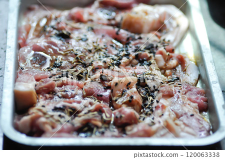 sliced pork for cook , raw pork or sliced pork or Marinated pork sliced pork for cook , raw pork or sliced pork or Marinated pork 120063338