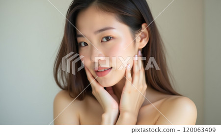 Natural Elegance Young Asian Woman with Flawless Skin 120063409
