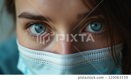 Close Up Portrait of Blue Eyes Looking into the Lens Close Up Portrait of Blue Eyes Looking into the Lens 120063539
