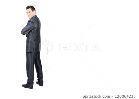 Positive businessman looking at camera. White background. Positive businessman looking at camera. White background. 120064235