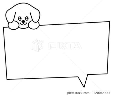 Outlines of text bubble with puppy png for kid colouring book, art, painting, name tag, cartoon, chatting, character, comic, text, message, dialogue, sticker, pet shop, vet, animal, dog lover, foster 120064655