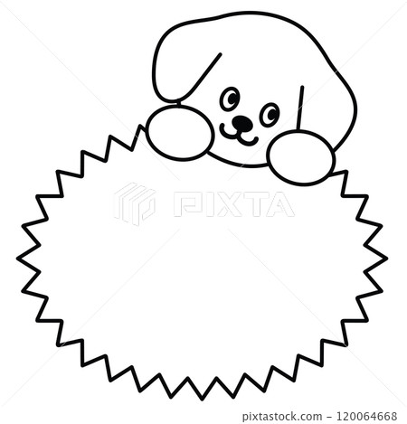 Outline of puppy with blank space to insert text for kid colouring book, art, painting, name tag, cartoon, character, comic, message, dialogue, sticker, pet shop, animal, dog lover, foster home, print Outline of puppy with blank space to insert text for kid colouring book, art, painting, name tag, cartoon, character, comic, message, dialogue, sticker, pet shop, animal, dog lover, foster home, print 120064668