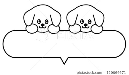 Outlines of text bubble with puppy png for kid colouring book, art, painting, name tag, cartoon, chatting, character, comic, text, message, dialogue, sticker, pet shop, vet, animal, dog lover, foster 120064671