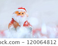 Cute Santa Claus in the snow with Christmas tree 120064812