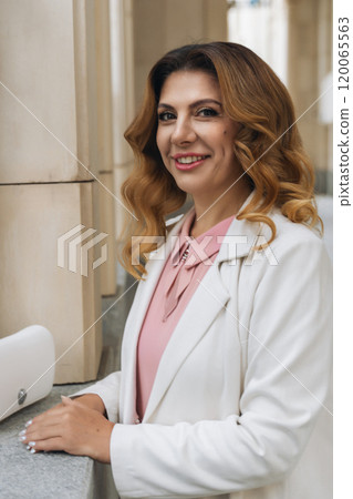 Woman Smiling Portrait Business Professional Building Woman Smiling Portrait Business Professional Building 120065563