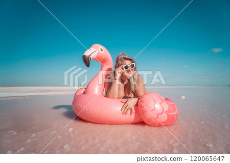 Pink Lake Flamingo Float Summer Vacation Pink Lake Flamingo Float Summer Vacation 120065647