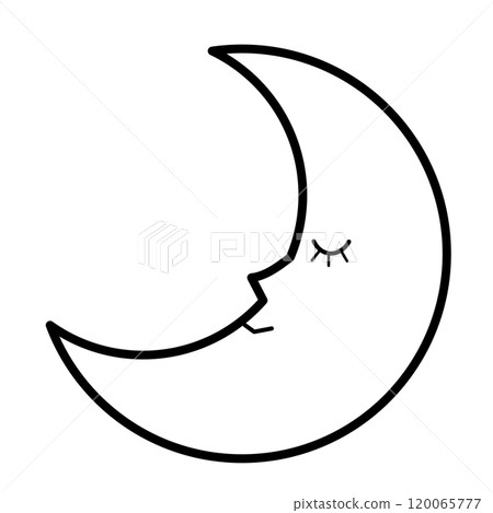 Crescent moon with a face painted on it Crescent moon with a face painted on it 120065777