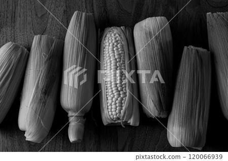 Fresh peeled corn Fresh peeled corn 120066939
