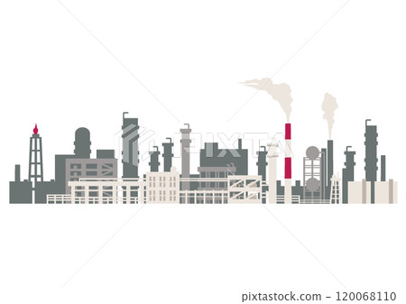Vector illustration of a large factory in a petrochemical complex that supports industry 120068110