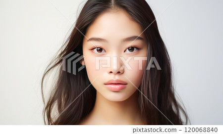 Portrait of smiling asian teenager girl white background. 120068840
