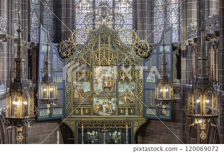 he Golden Altar inside of the Anglican Cathedral Liverpool or Liverpool Cathedral aka Cathedral Church of Christ in Liverpool. he Golden Altar inside of the Anglican Cathedral Liverpool or Liverpool Cathedral aka Cathedral Church of Christ in Liverpool. 120069072