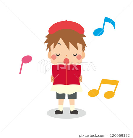 Illustration of a cute little boy singing in a choir costume Vector White background Illustration of a cute little boy singing in a choir costume Vector White background 120069352