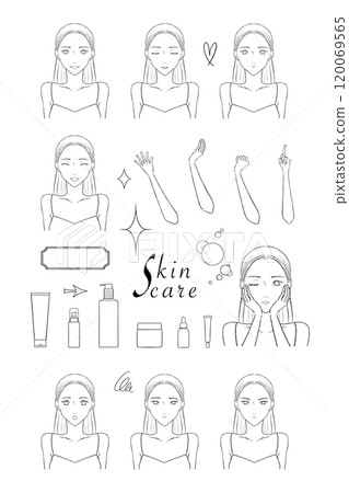 Illustration of a skin care woman Illustration of a skin care woman 120069565