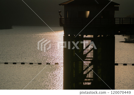 Photograph of Aodo Dam, a multipurpose dam built upstream of the Yasu River in Koka City, Shiga Prefecture. Photograph of Aodo Dam, a multipurpose dam built upstream of the Yasu River in Koka City, Shiga Prefecture. 120070449