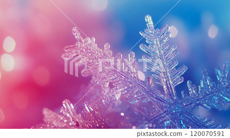 Snowflake sparkling close-up bokeh shining stars abstract winter glitter background 120070591