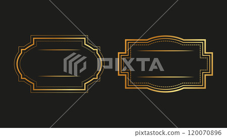 Vintage gold frames dark background swirls lines. Sophisticated Branding Element. For book covers, magazines, postcards, invitations, certificates, business cards. Vector illustration. 120070896