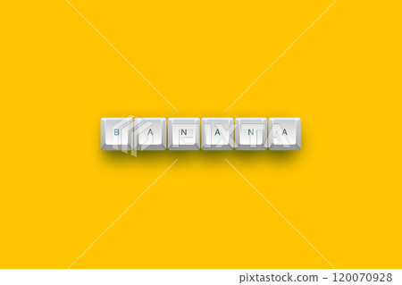 Banana text on a 3d keyboard button with shadow concept series Banana text on a 3d keyboard button with shadow concept series 120070928