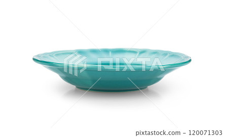 Blue empty plate. Isolated on white background Blue empty plate. Isolated on white background 120071303