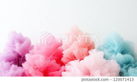 Colorful tulle clouds against a white background for creative design projects, AI Generative 120071413