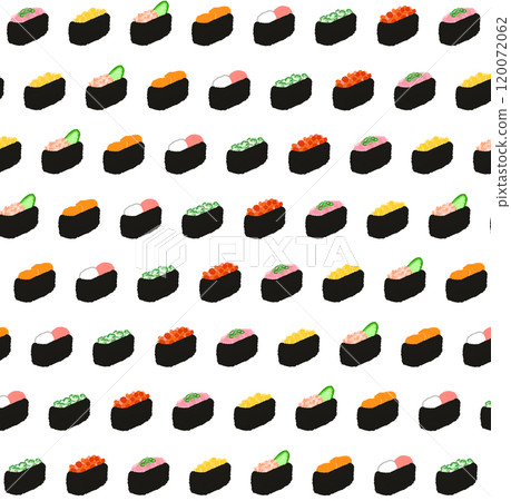 Background illustration of many gunkan sushi ships 1 120072062