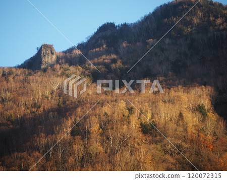 The mountains of Sounkyo lit up by the yellow leaves of late autumn The mountains of Sounkyo lit up by the yellow leaves of late autumn 120072315