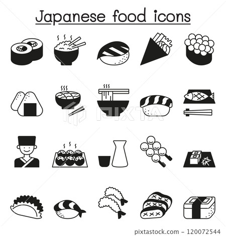 Japanese food icon set vector illustration Japanese food icon set vector illustration 120072544