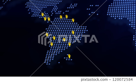 World map with dots, East America, Capital cities, Transportation, Travel, Business, distribution of services. Global Communications Network Digital abstract minimalist tech concept, illustration World map with dots, East America, Capital cities, Transportation, Travel, Business, distribution of services. Global Communications Network Digital abstract minimalist tech concept, illustration 120072584
