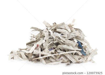 newspapers shredded. pile. isolated on white background 120073925
