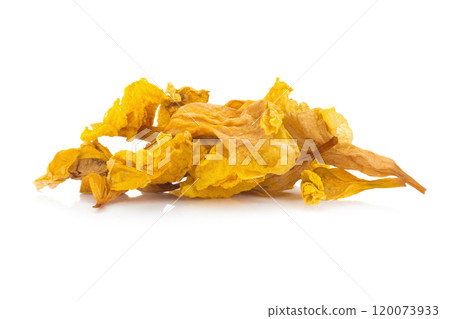 yellow flower dried isolated on white background 120073933