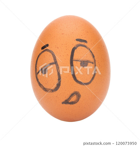 egg face sleepy concept isolated on white background 120073950