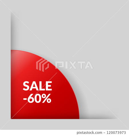 Corner or ribbons icon. Product red banner, price shopping tag. Promotion sale badge, special offer sticker. Discount and price offer concept. Vector sticker template 120073973