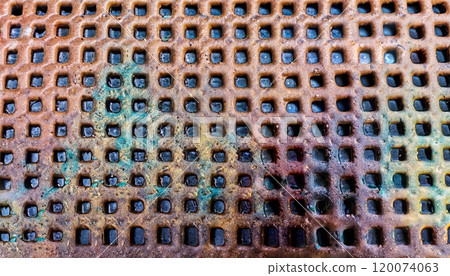 macro photo of the sewer grate, top view macro photo of the sewer grate, top view 120074063