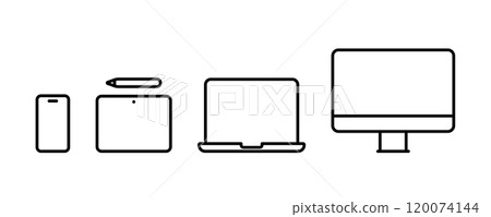 智慧型手機、平板電腦和電腦圖示集_向量插圖 120074144
