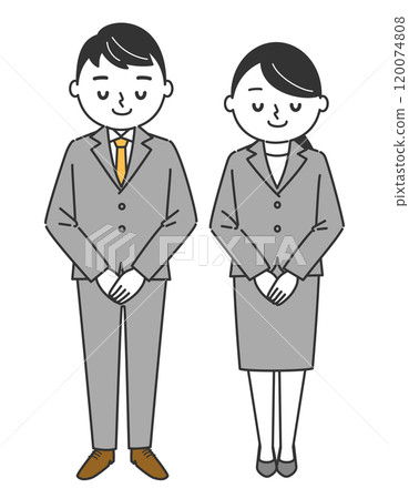 鞠躬商務人士全身插畫向量 鞠躬商務人士全身插畫向量 120074808